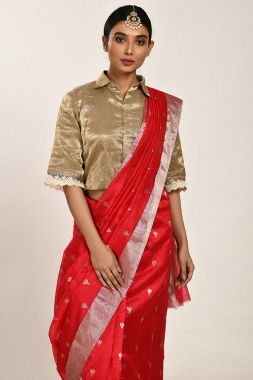 Red silk sari