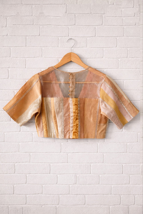 Ivory and Gold Patchwork Blouse