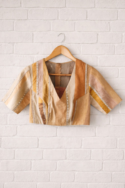 Ivory and Gold Patchwork Blouse