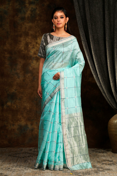 SAGRI aqua blue sari
