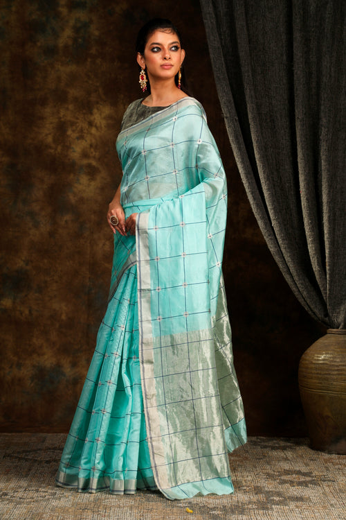 SAGRI aqua blue sari