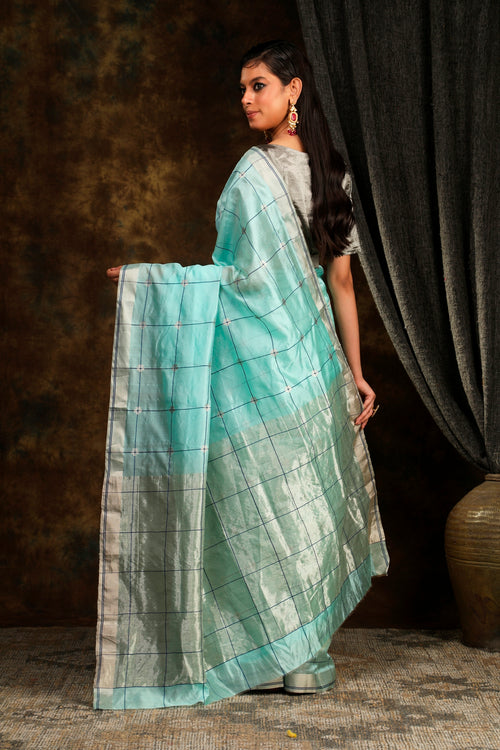 SAGRI aqua blue sari