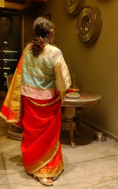 Red Fuljhari sari