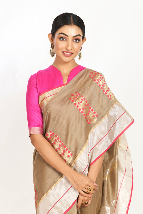 Chinar Cotton Silk handloom Sari