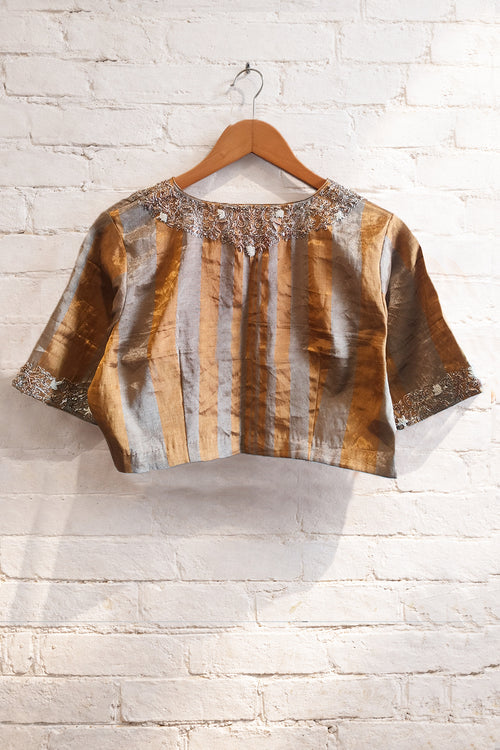Gold and Silver Tissue Blouse with hand embroidery