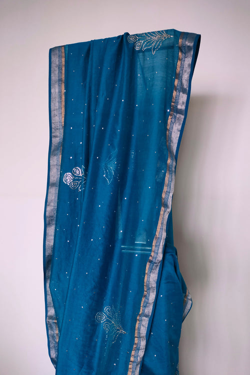 Mukaish work Blue sari