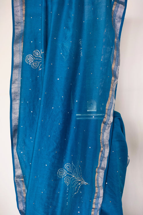 Mukaish work Blue sari
