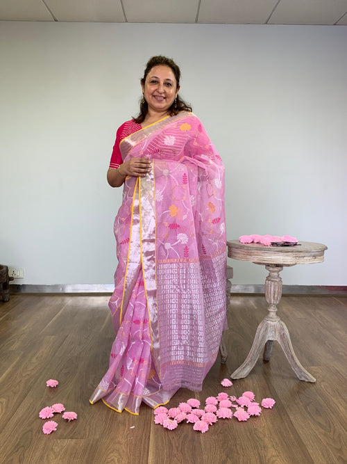 Pink real Zari Kota Saree