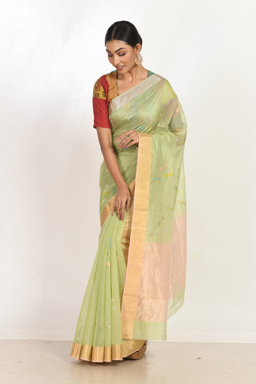 Butterfly handloom cotton silk sari 