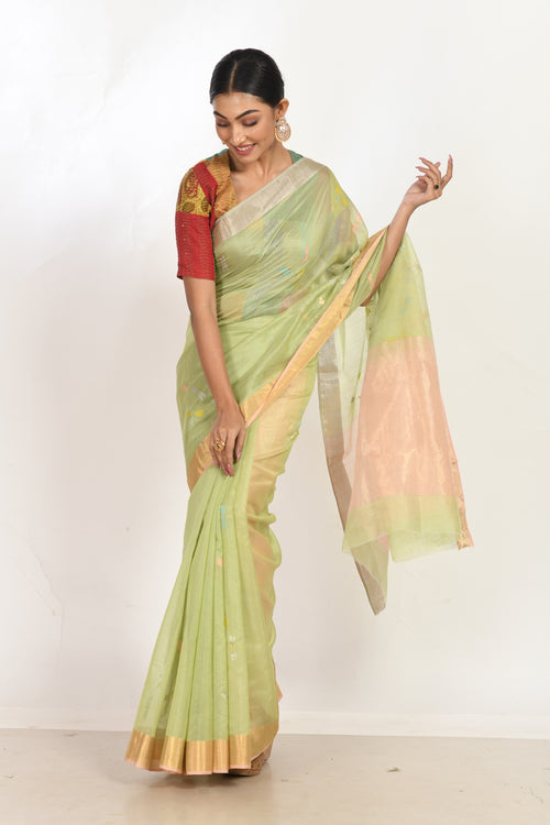 Butterfly handloom cotton silk sari 