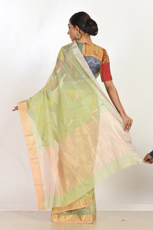 Butterfly handloom cotton silk sari 