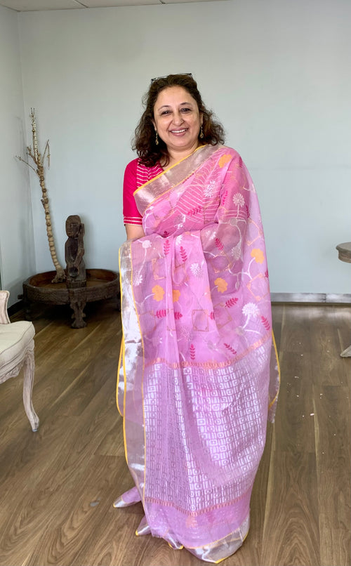 Pink real Zari Kota Saree