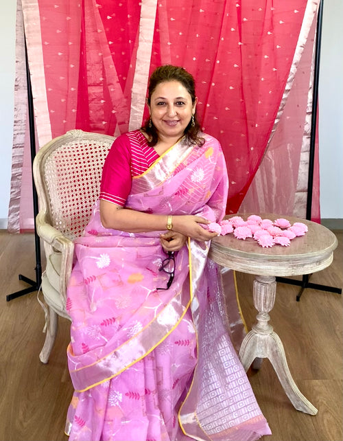 Pink real Zari Kota Saree