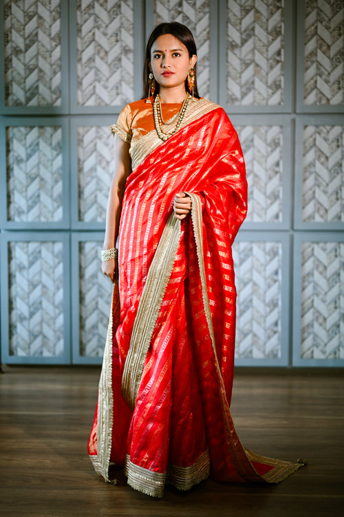 Red silk bridal sari