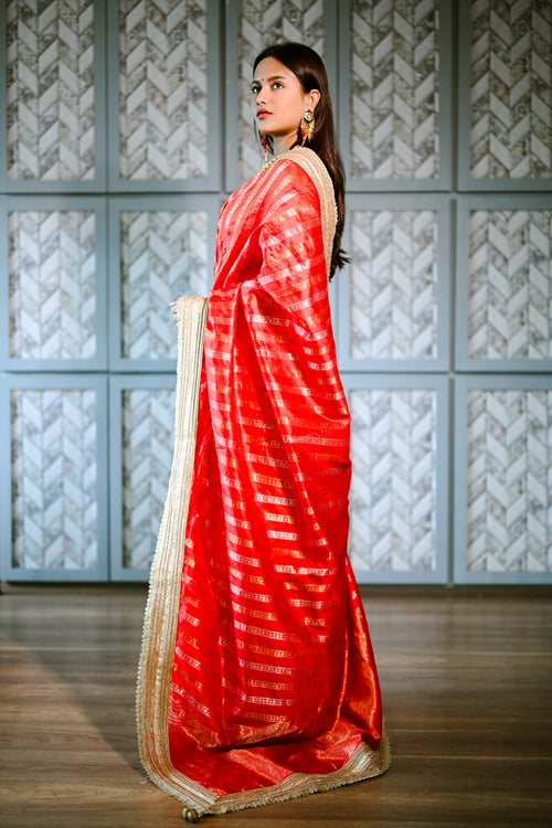Red silk bridal sari