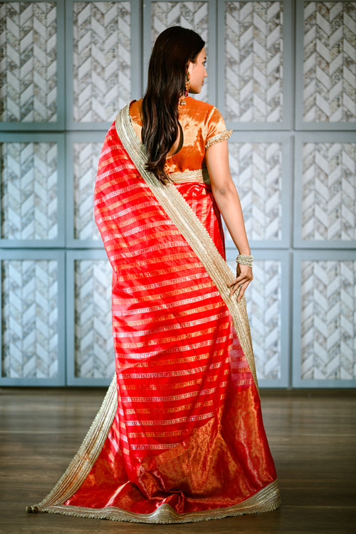Red silk bridal sari
