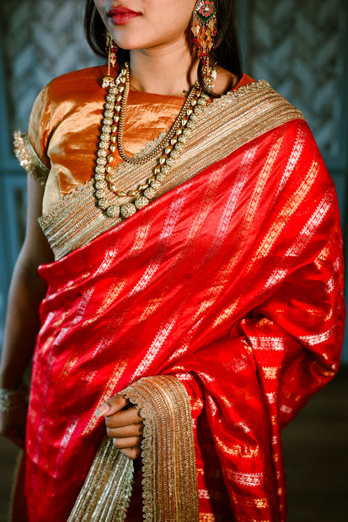 Red silk bridal sari