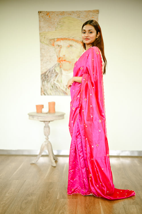 Fuschia silk  meadow sari
