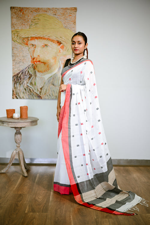 Cotton jamdani handwoven sari