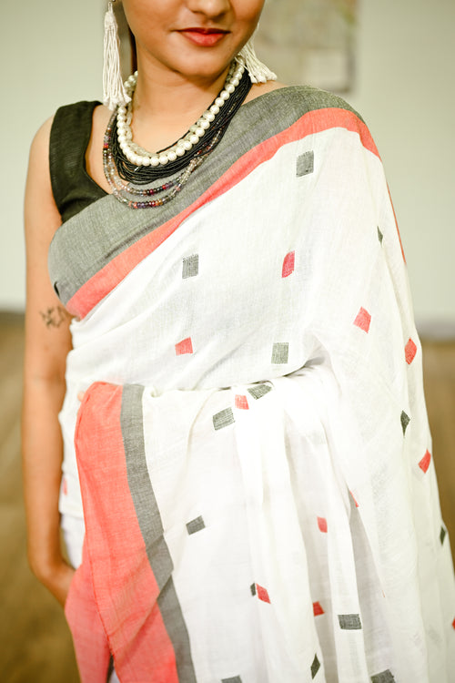 Cotton jamdani handwoven sari