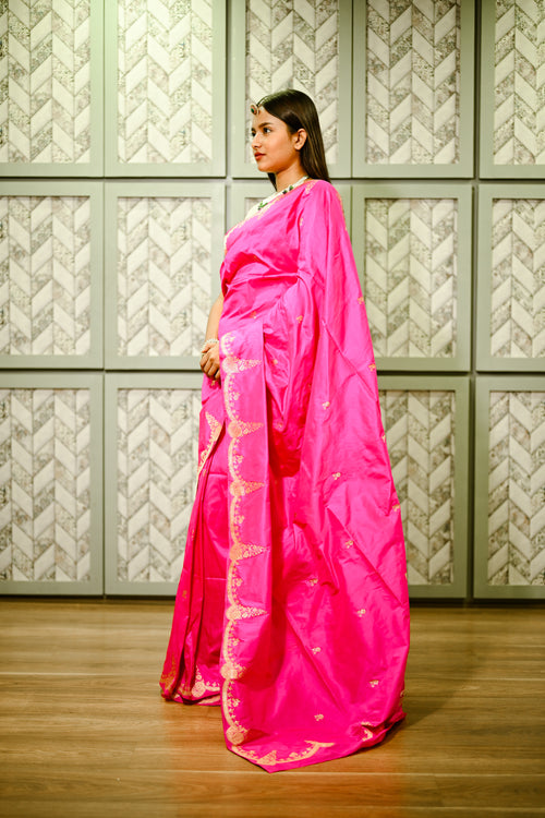Fuschia pink banarasi silk sari