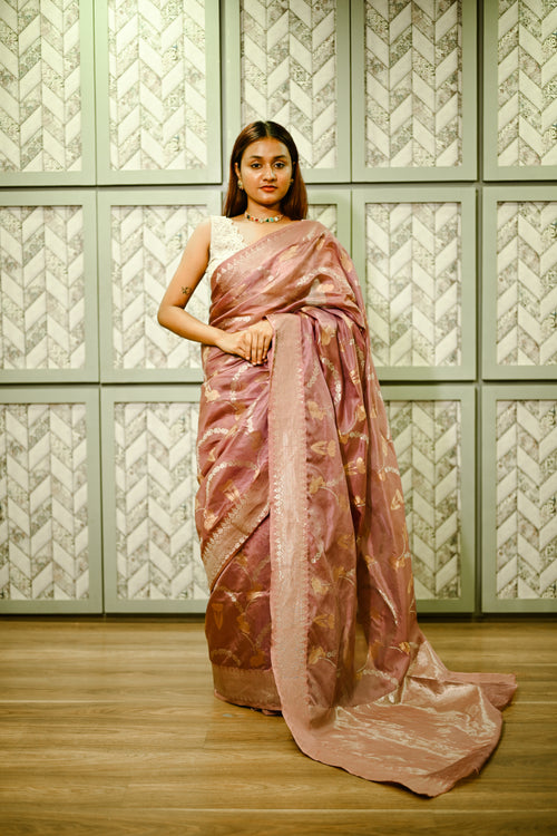 Wine Silk handwoven sari