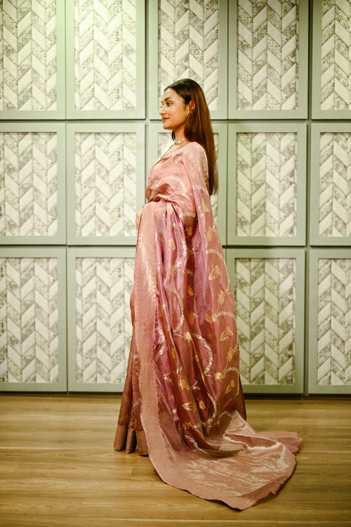 Wine Silk handwoven sari