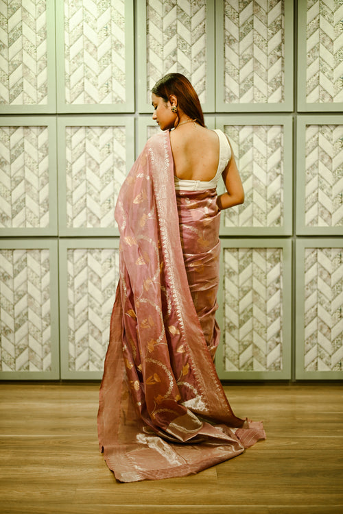 Wine Silk handwoven sari