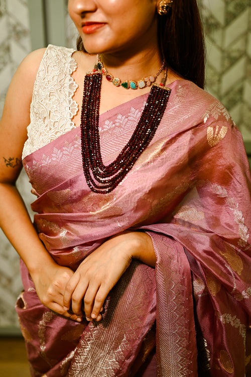 Wine Silk handwoven sari