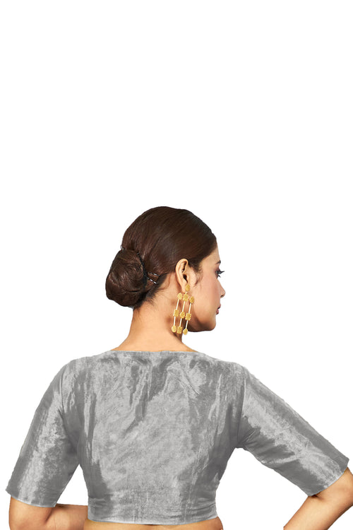 Silver Tissue Silk  Blouse