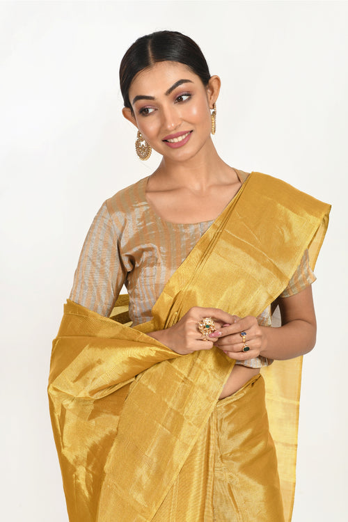 REKHA gold tissue sari