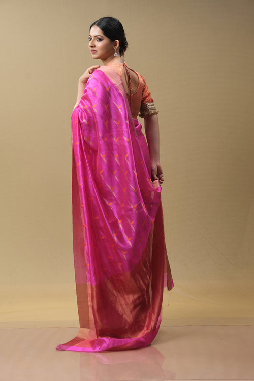 ROOHI rani pink and orange silk sari
