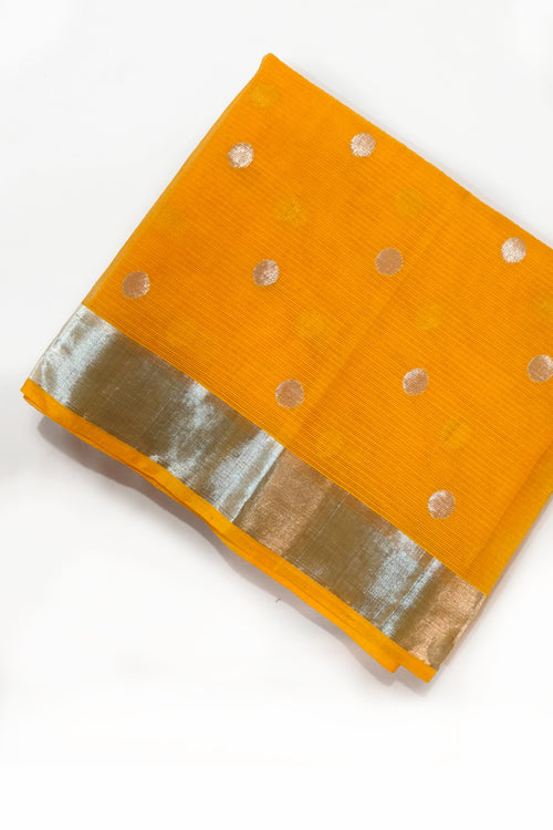 Yellow real Zari Kota Blouse Fabric
