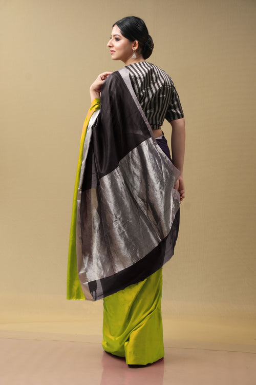 Sari_Ki_Almari- Black with green mashru border sari2