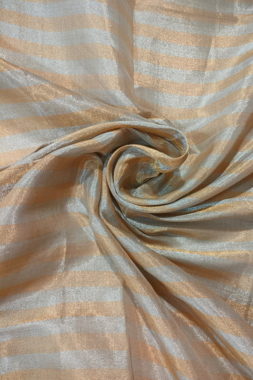 Gold and Silver stripes Blouse handwoven Fabric