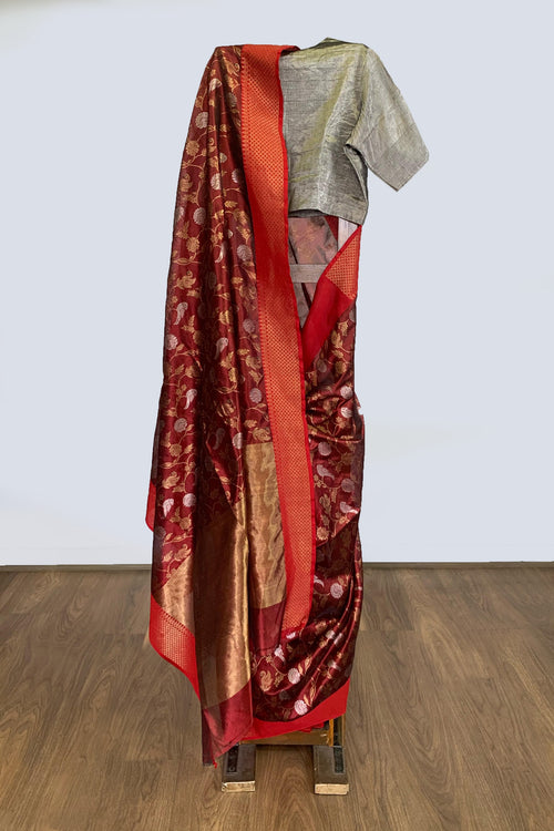 Red silk sari