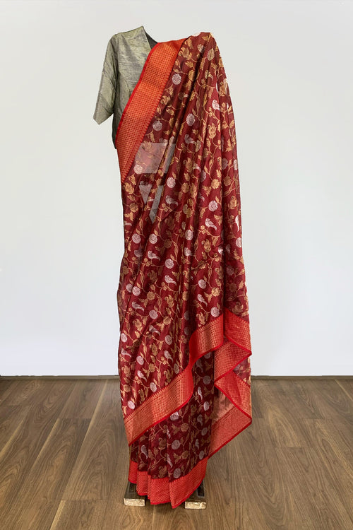 Red silk sari