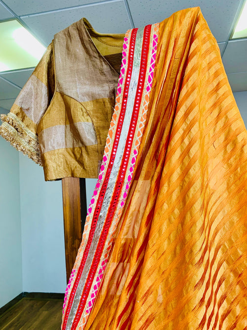 Orange Silk Festive Sari