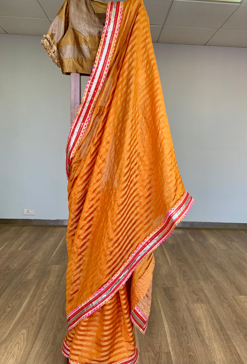 Orange Silk Festive Sari