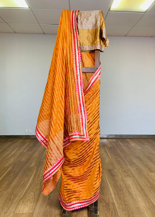 Orange Silk Festive Sari