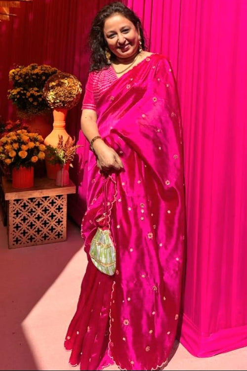 Fuschia silk  meadow sari