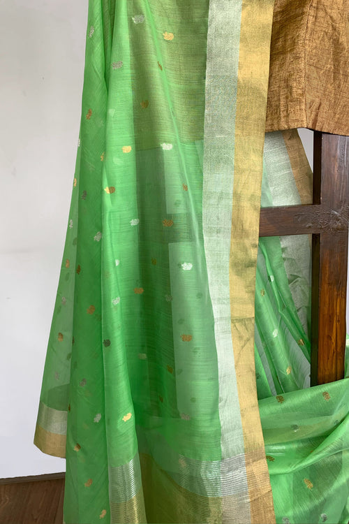 Green Cotton Silk Sari