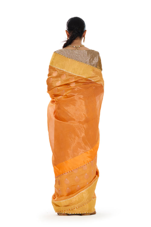 Orange silk sari