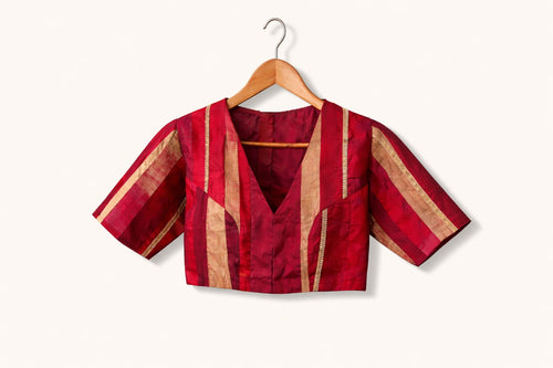 Red and gold blouse