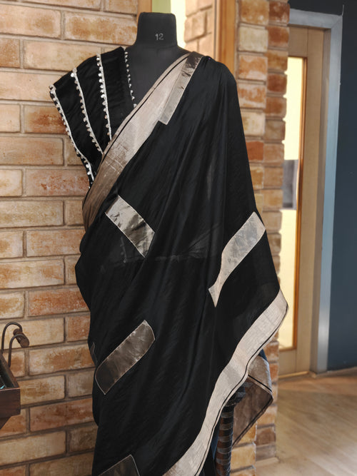 Black and silver Partywear saree