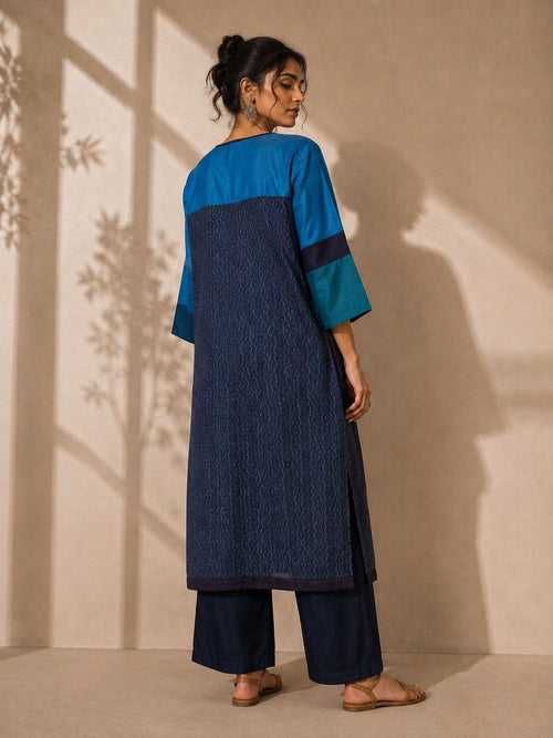 Teal Ikat kurta set