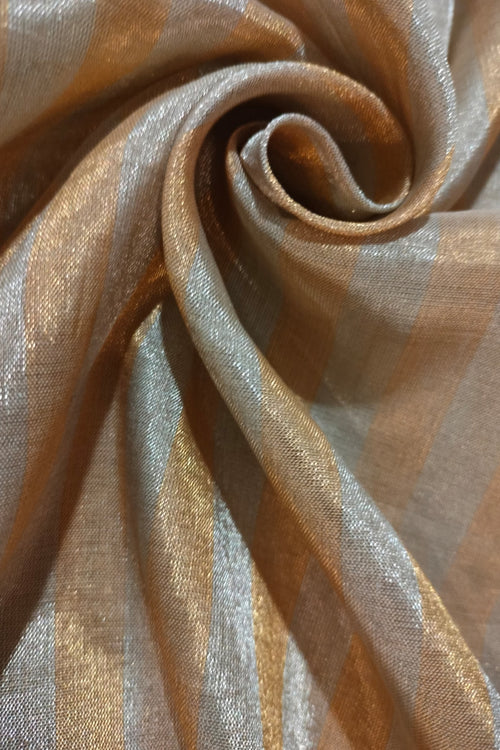 Gold and Silver stripes Blouse handwoven Fabric